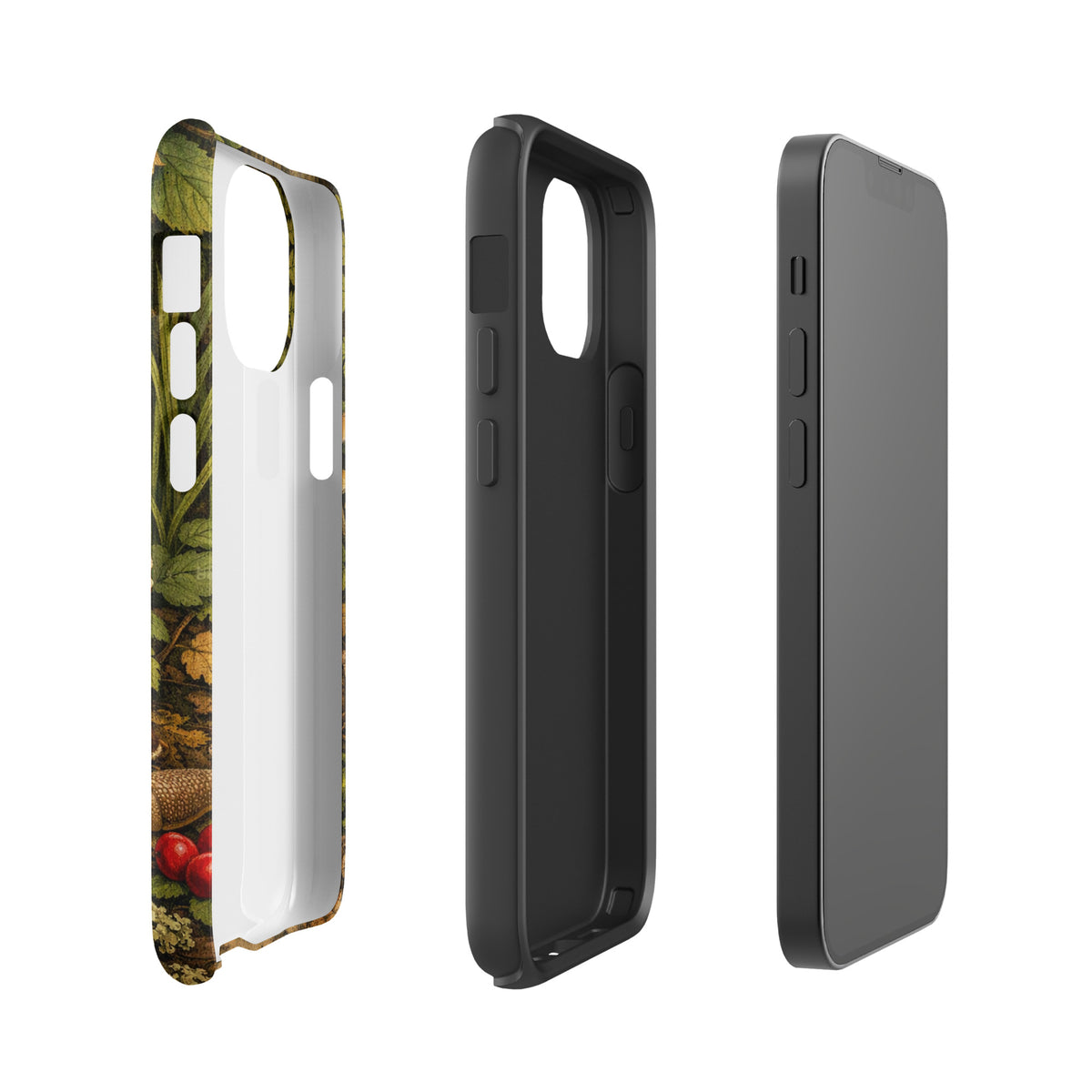 Phone Case for iPhone featuring Amanita muscaria mushroom design, highlighting lush forest theme with vivid colors and glossy finish.