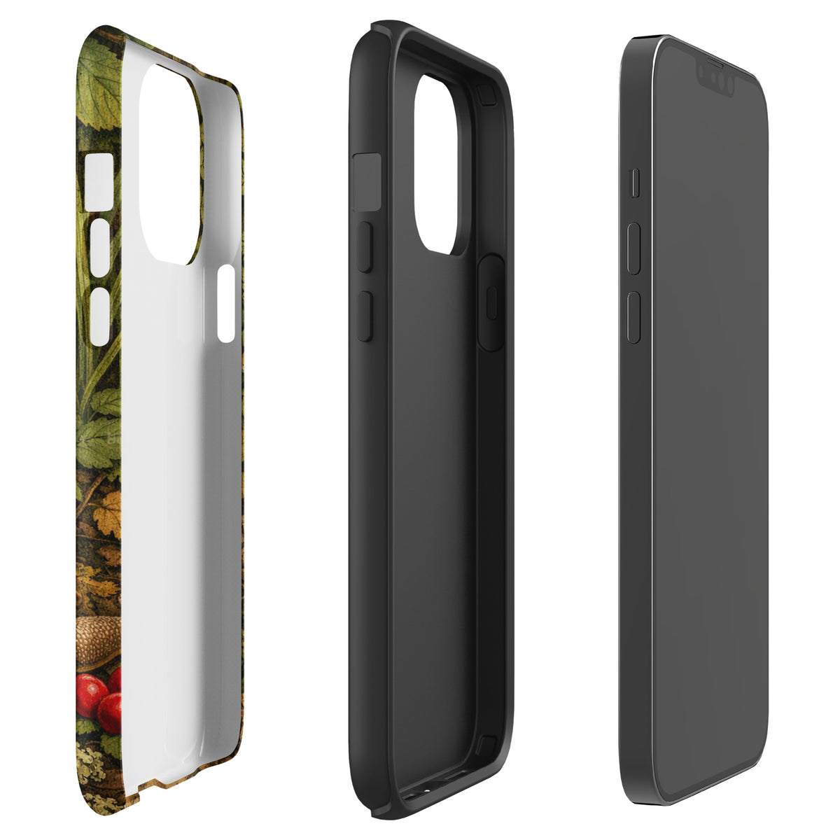Phone Case featuring Amanita muscaria mushroom design for iPhone, showcasing vibrant forest theme and glossy finish.