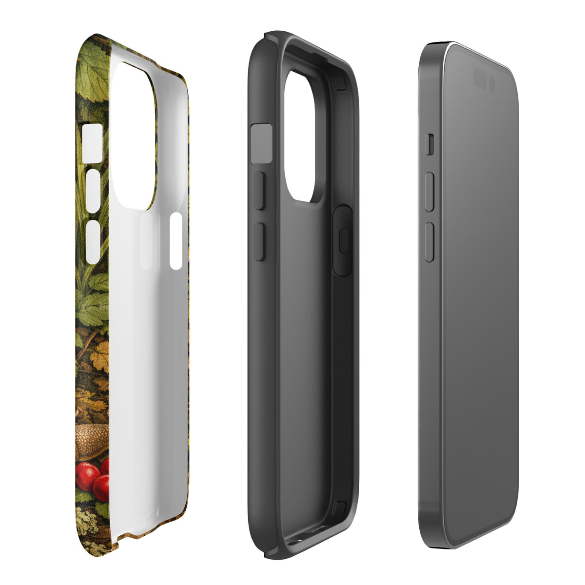 Phone Case for iPhone with Amanita muscaria mushroom design in a lush forest setting, featuring a vivid and detailed illustration.