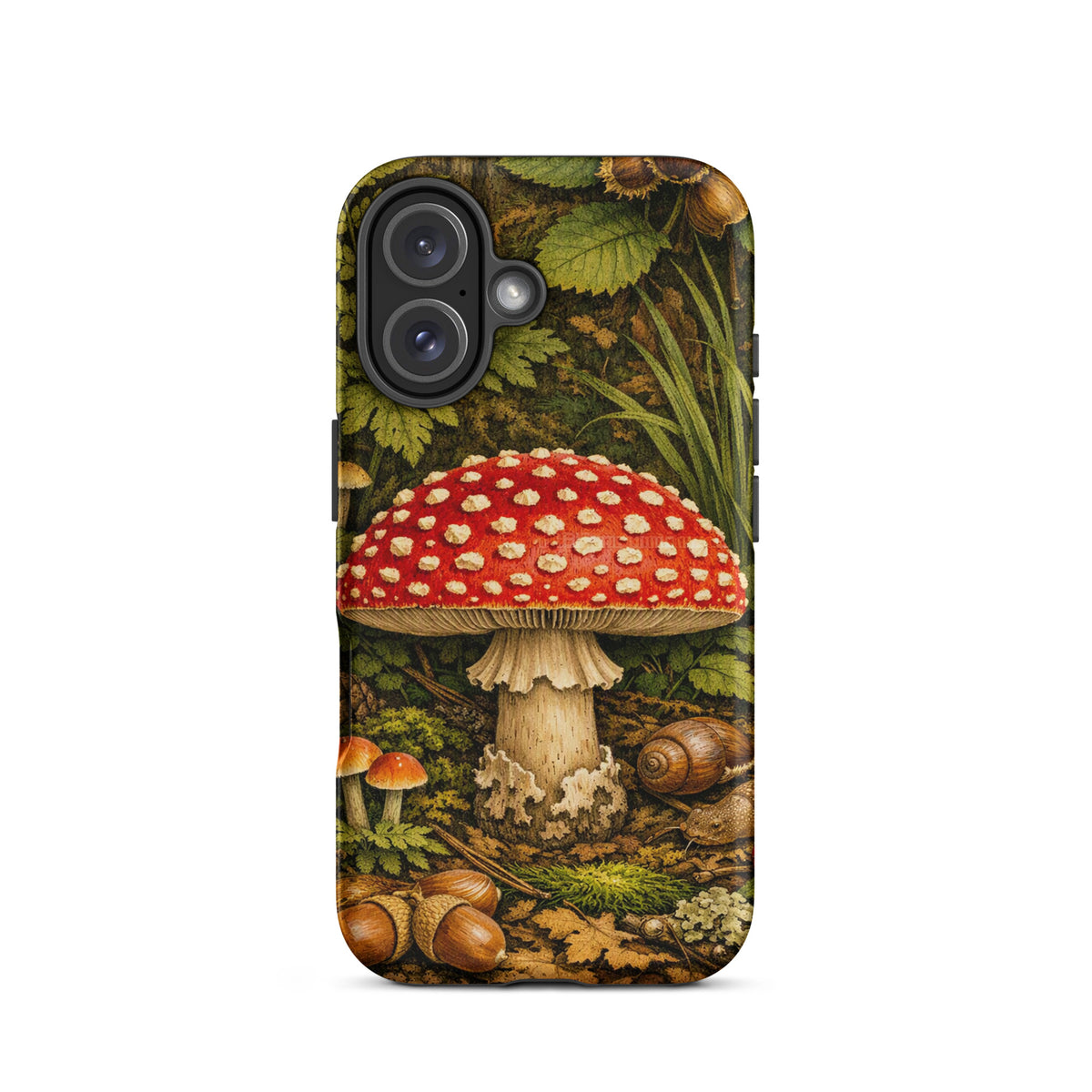 Phone Case featuring Amanita Muscaria Mushroom in Forest Design