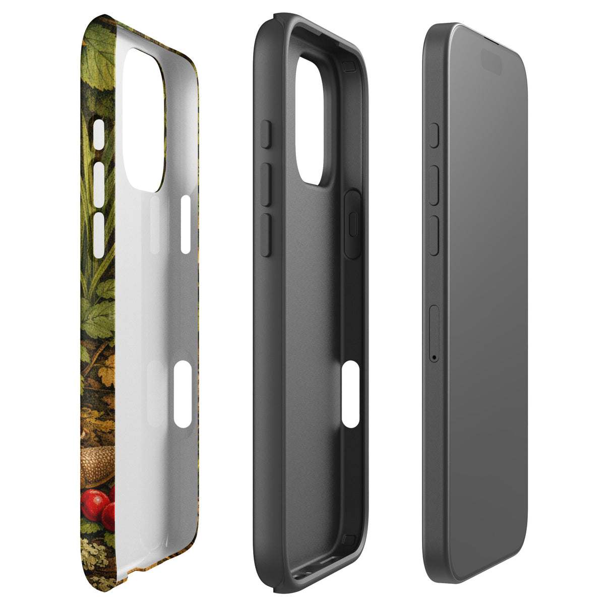 Phone Case featuring Amanita muscaria mushroom design for iPhone, lush forest aesthetic, vibrant scarlet cap with white spots.
