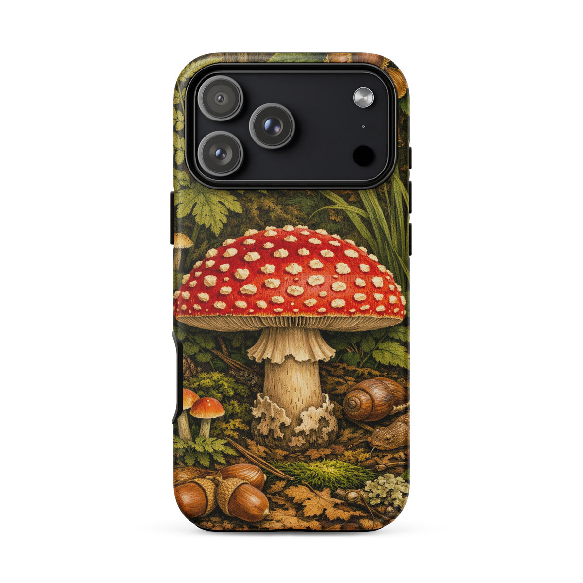 Phone Case for iPhone with Amanita Muscaria Mushroom Design in Lush Forest