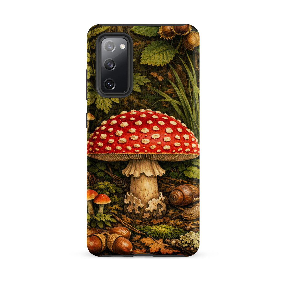 Phone Case featuring vivid Amanita muscaria mushroom design for Samsung Galaxy.