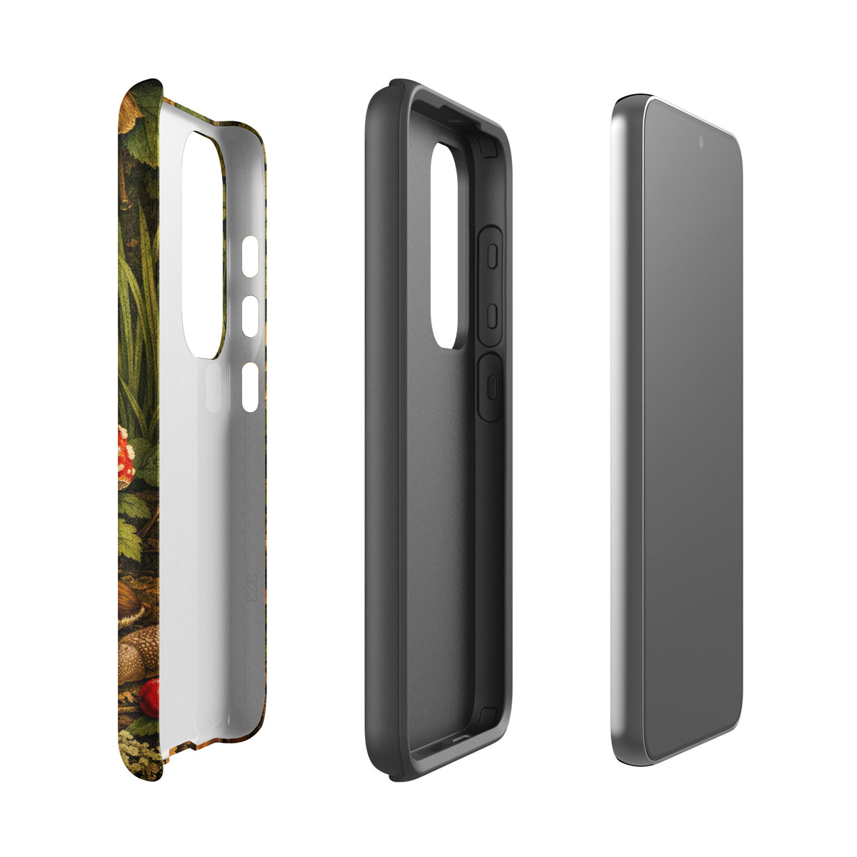 Phone Case for Samsung Galaxy with Amanita muscaria mushroom design, featuring a vivid forest-inspired illustration.
