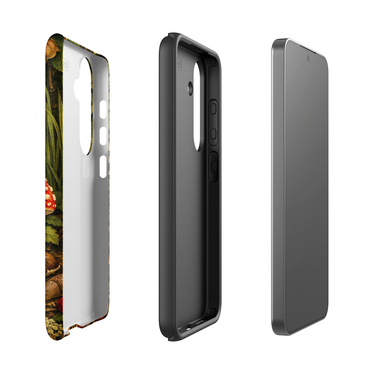 Phone Case for Samsung Galaxy with Amanita muscaria mushroom design, showcasing vibrant forest aesthetics and precise anatomical illustration.