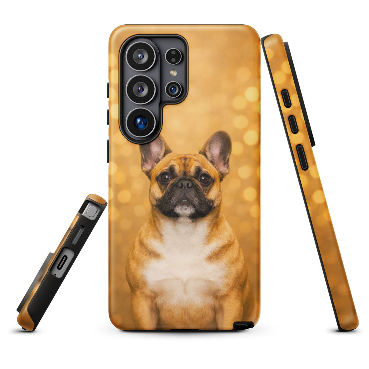Phone Case featuring French Bulldog with bokeh background for Samsung Galaxy, adds charm and character to everyday device use.