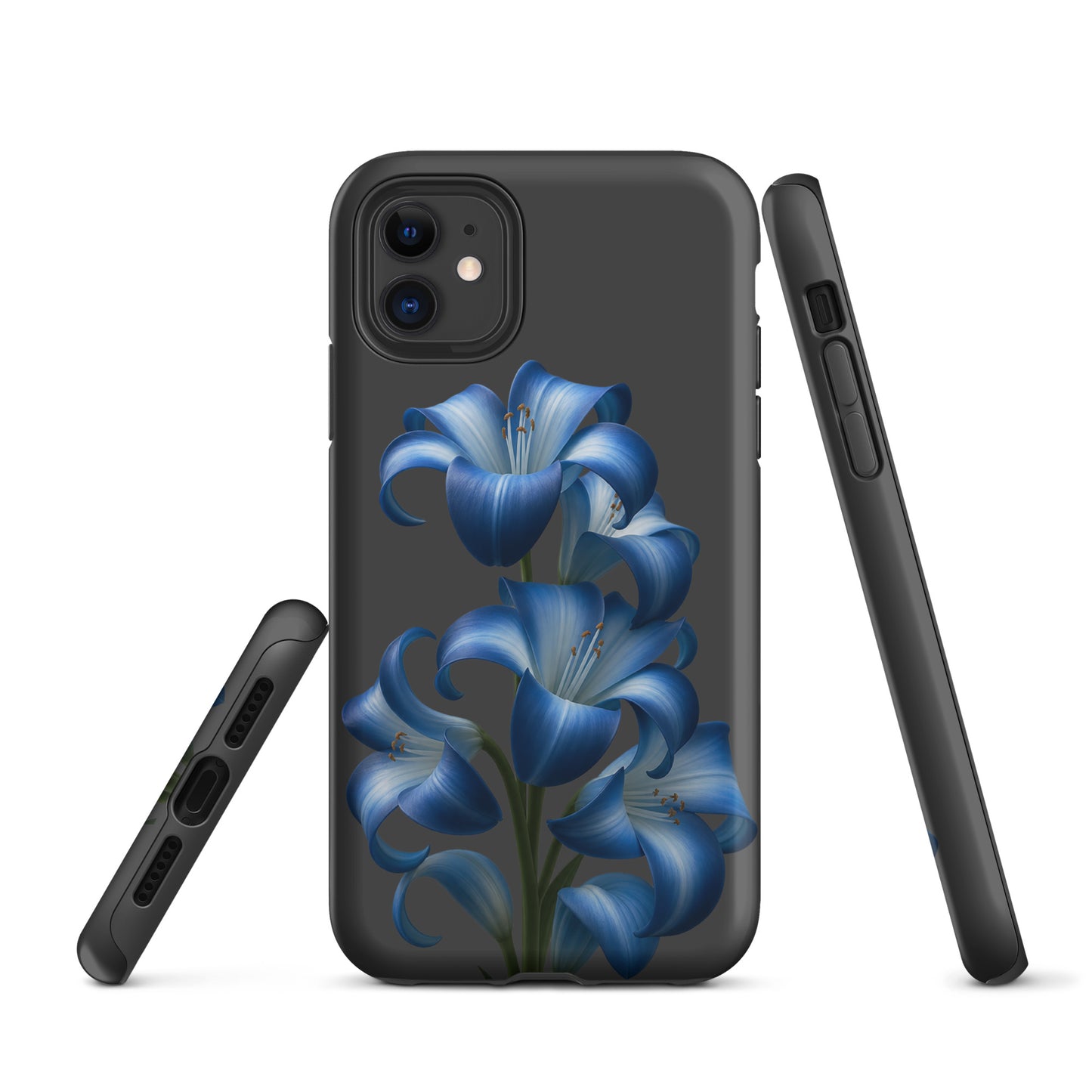 Phone Case for iPhone featuring blue lily bloom art on a tough, stylish protective cover.