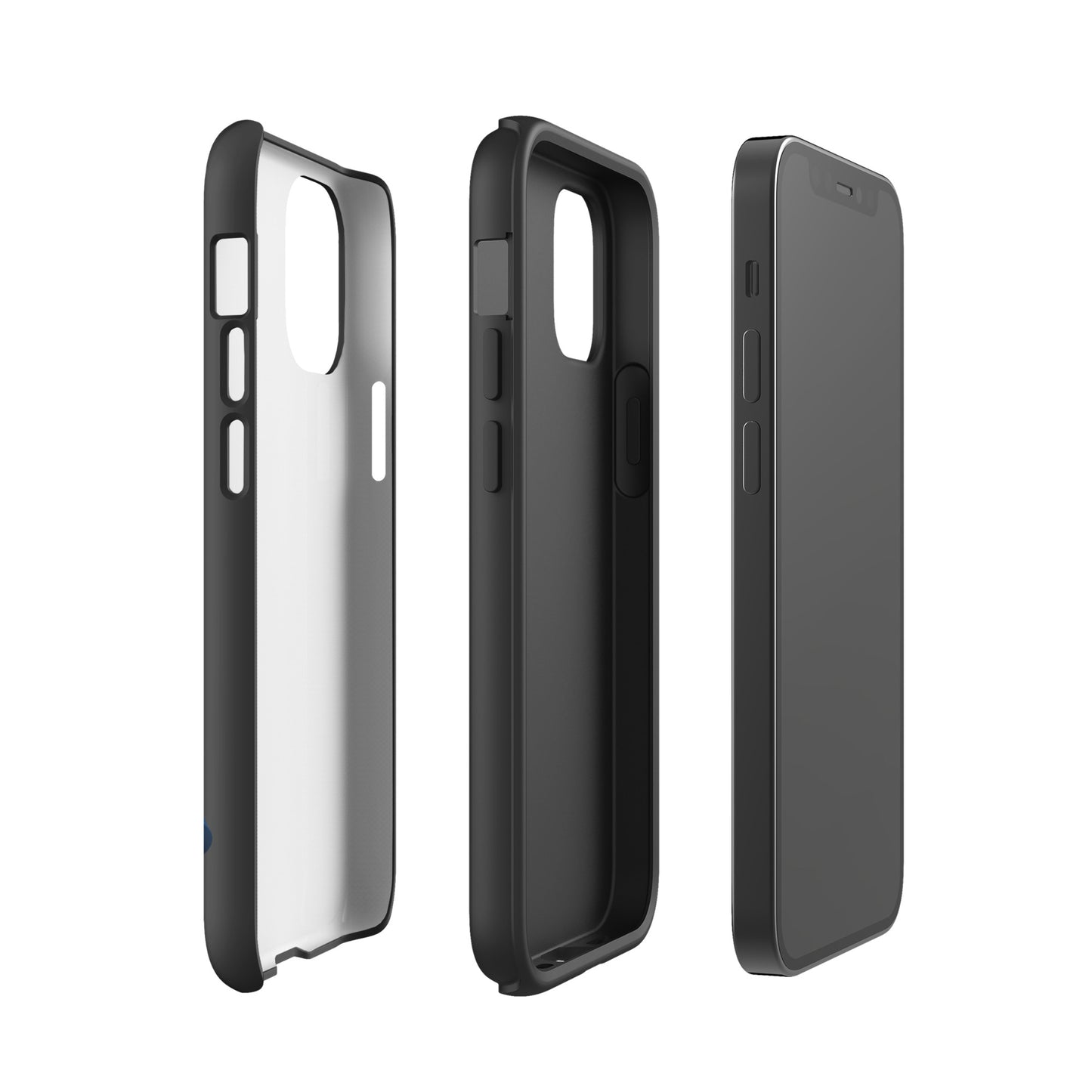 Phone Case for iPhone featuring Blue Lily Bloom design, showcasing tough, stylish protective build; back and side views shown.