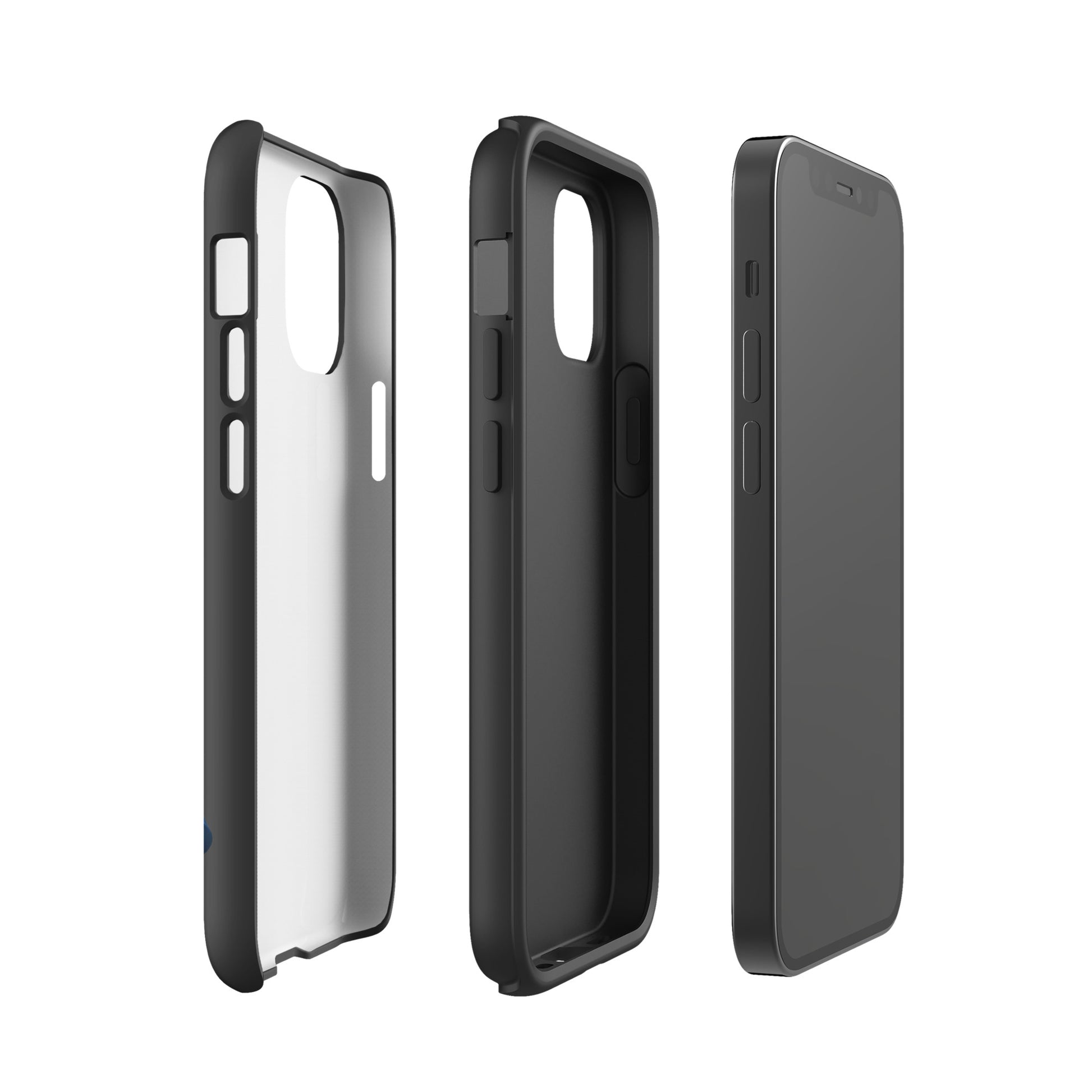 Phone Case for iPhone featuring Blue Lily Bloom design, showcasing tough, stylish protective build; back and side views shown.