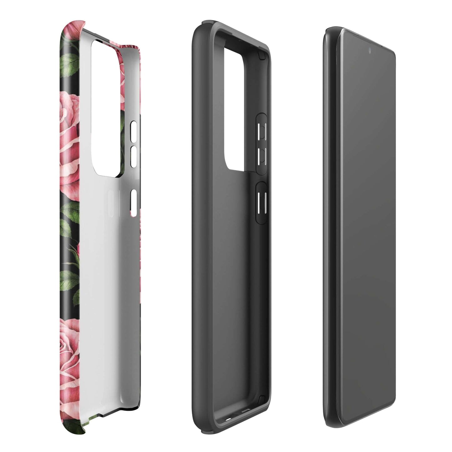 Phone Case for Samsung Galaxy with pink rose garden design and tough protection