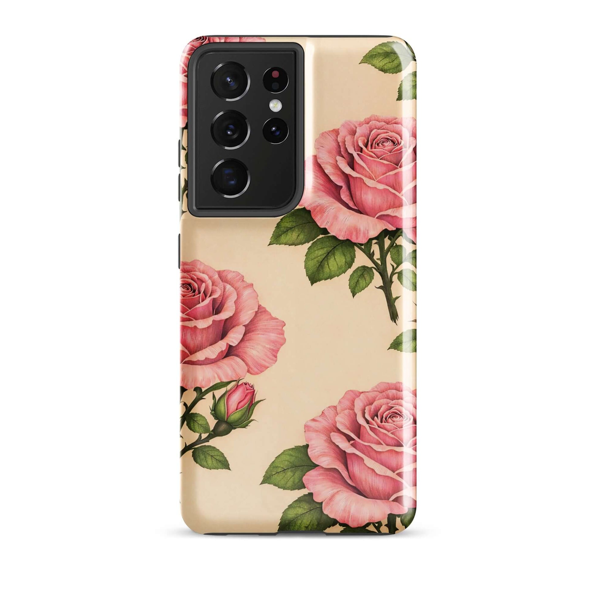 Phone Case for Samsung Galaxy with pink roses on a cream background