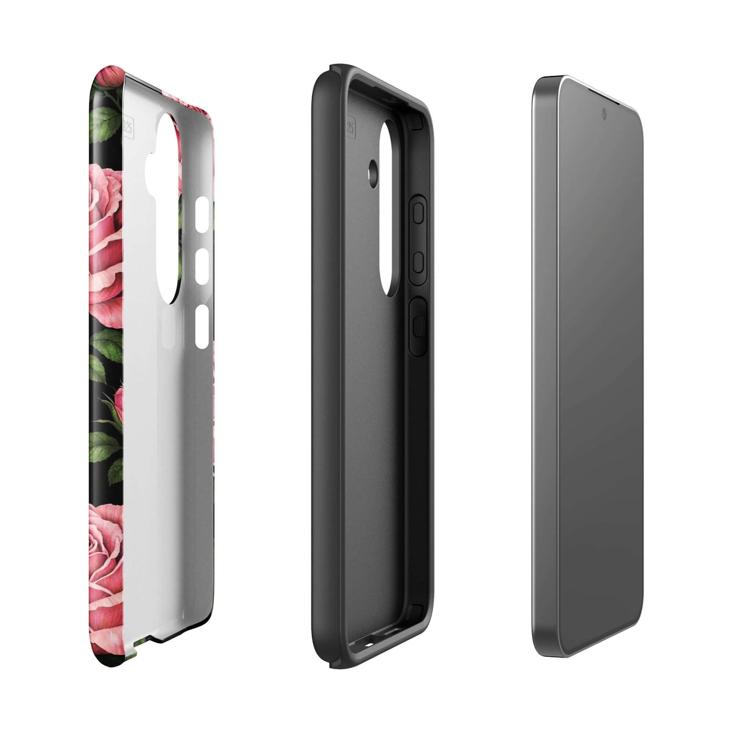 Phone Case for Samsung Galaxy with pink roses and black background