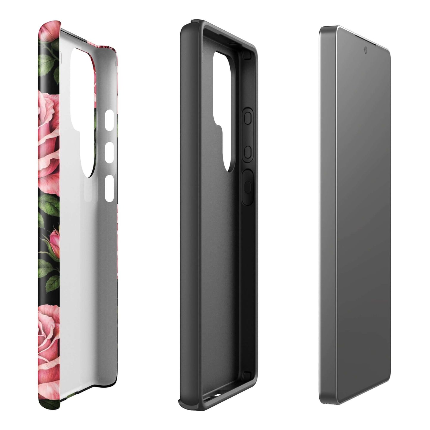 Phone Case for Samsung Galaxy with pink rose floral design and tough protection