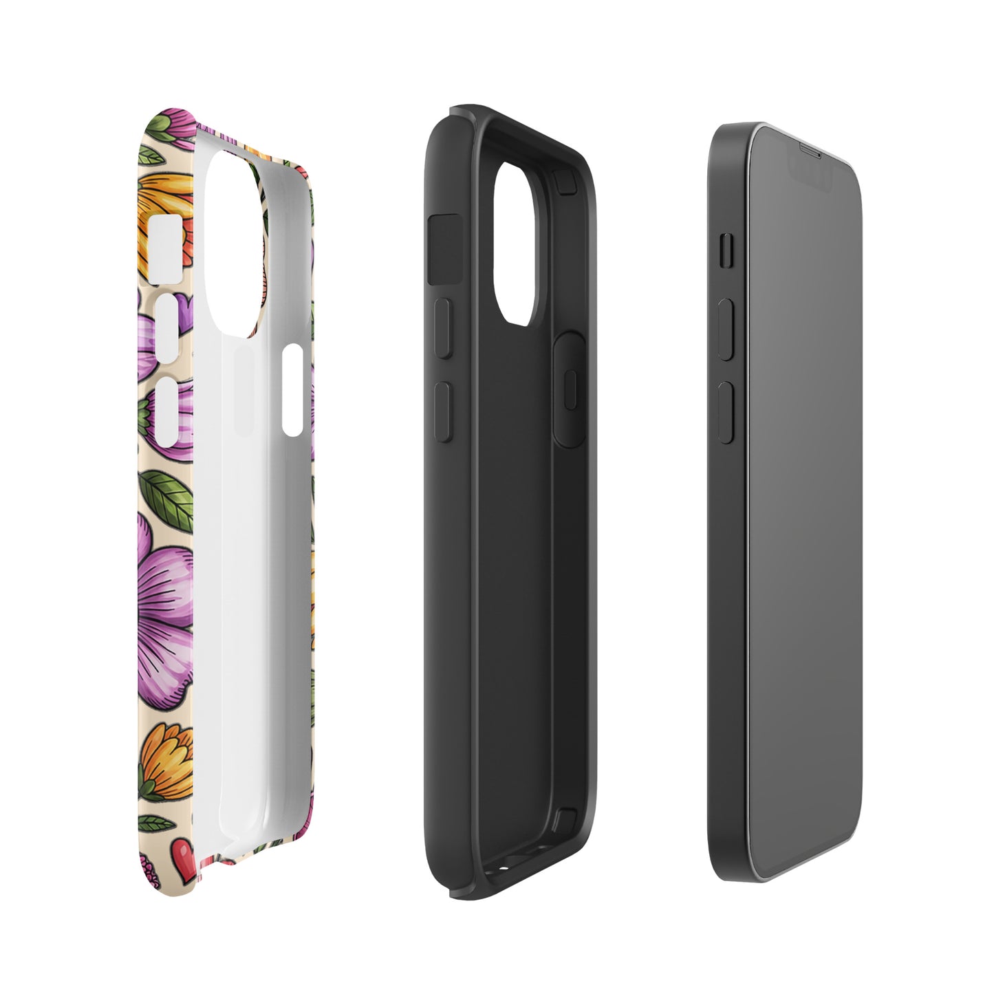 Phone Case for iPhone featuring pastel floral design and dual-layer construction for impact resistance.