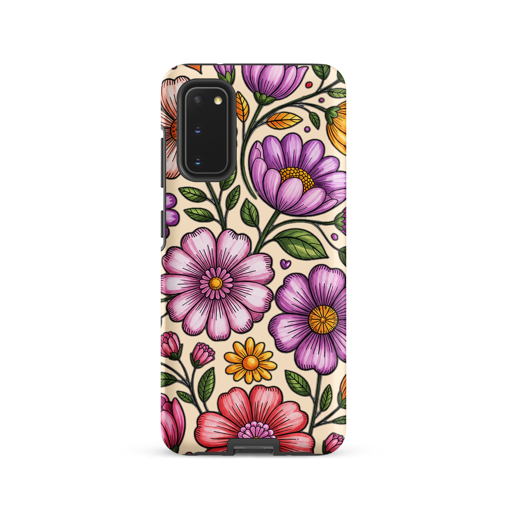 Phone Case for Samsung Galaxy with pastel floral design, featuring soft pink and lavender flowers for a playful charm.