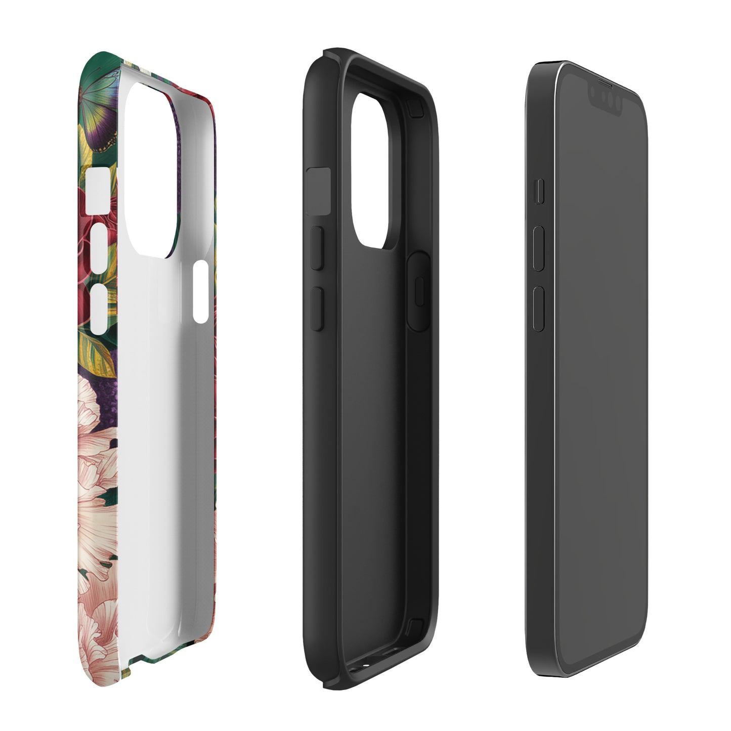 Phone Case for iPhone with Botanical Garden Bloom design featuring roses, peonies, alliums, and butterflies on a sturdy protective cover.