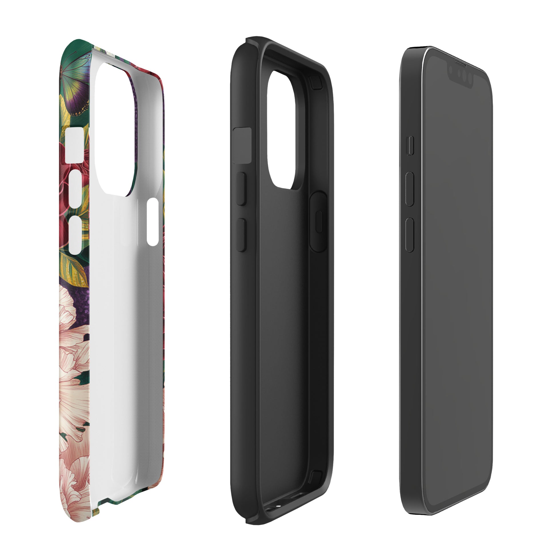 Phone Case for iPhone with Botanical Garden Bloom design featuring roses, peonies, alliums, and butterflies on a sturdy protective cover.