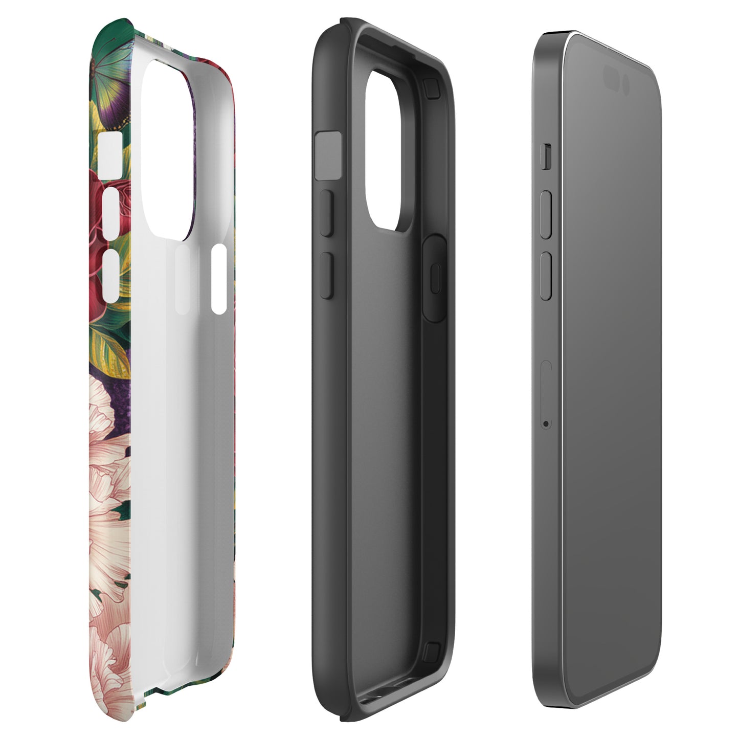 Phone Case for iPhone: Botanical Garden Bloom with floral design and protection features displayed.
