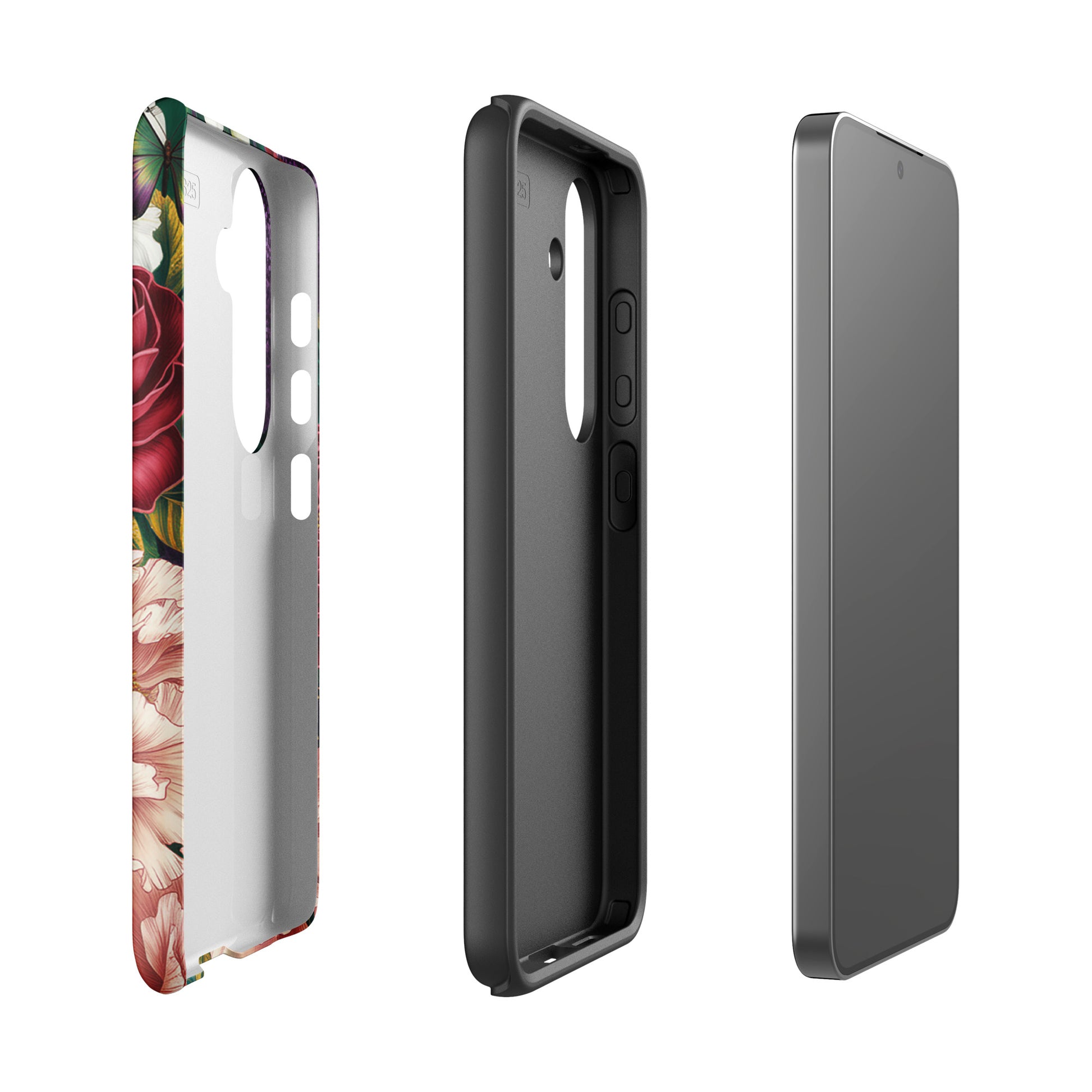 Phone Case for Samsung Galaxy: Botanical Garden Bloom with floral design, featuring roses, peonies, and butterflies, protecting your phone.