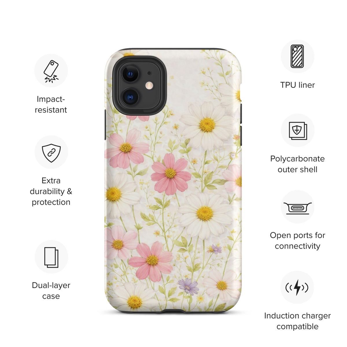 Phone Case for iPhone with Fresh Floral Garden Design