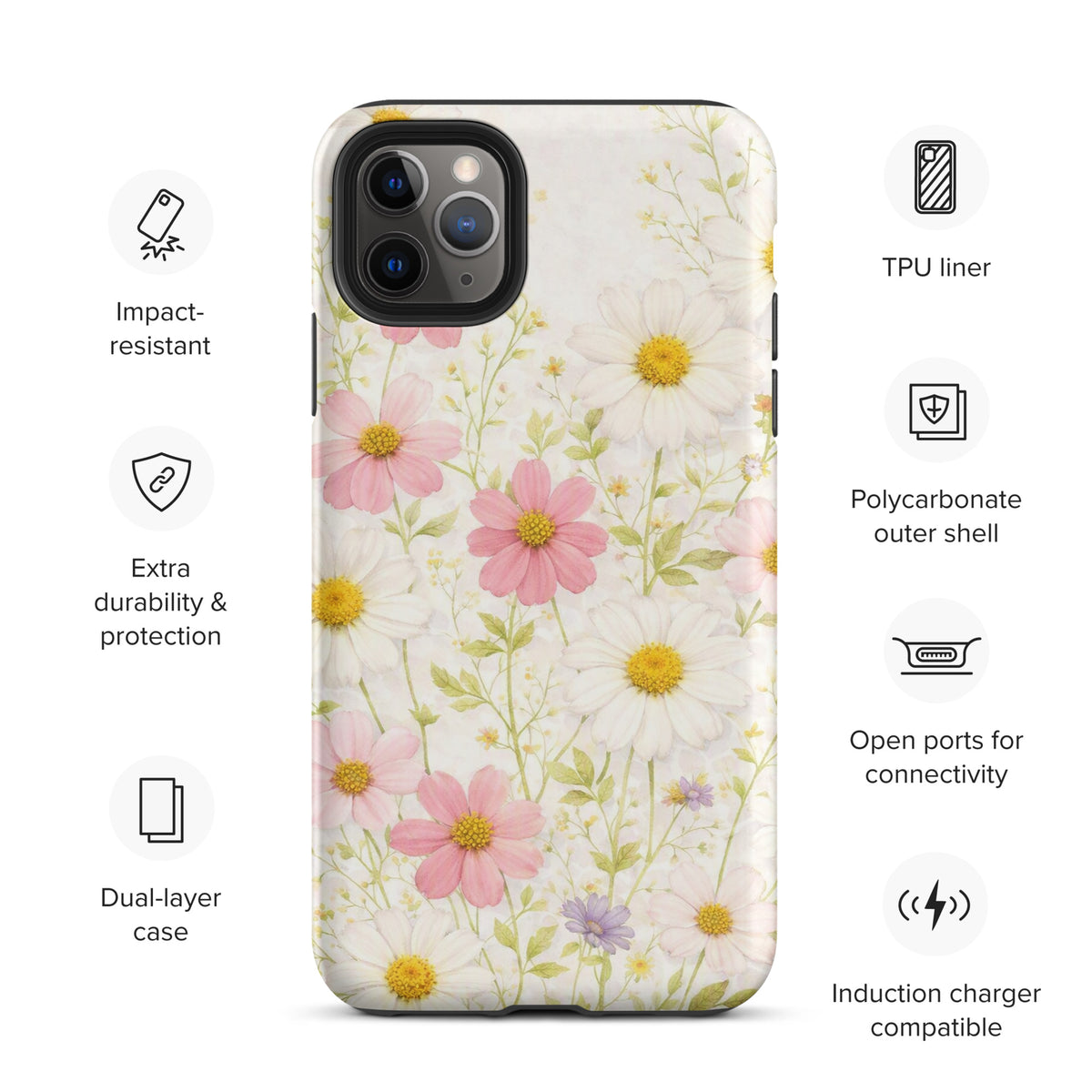 Phone Case for iPhone with Fresh Floral Garden Design