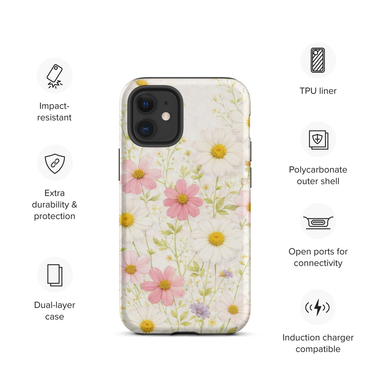 Phone Case for iPhone with Fresh Floral Garden Design