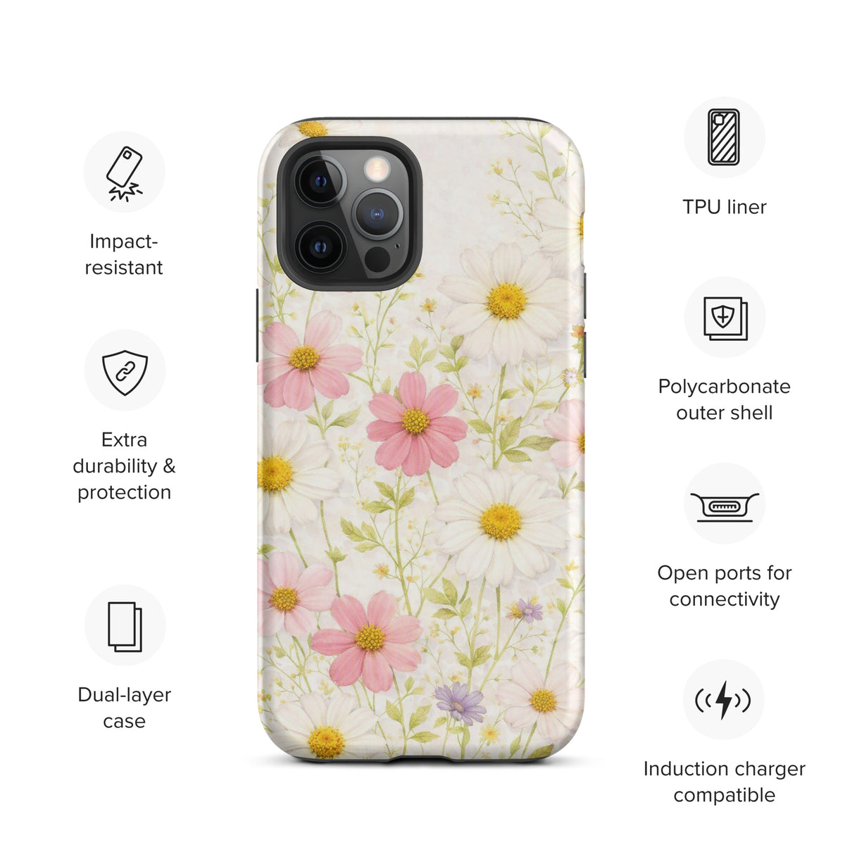 Phone Case for iPhone with Fresh Floral Garden Design