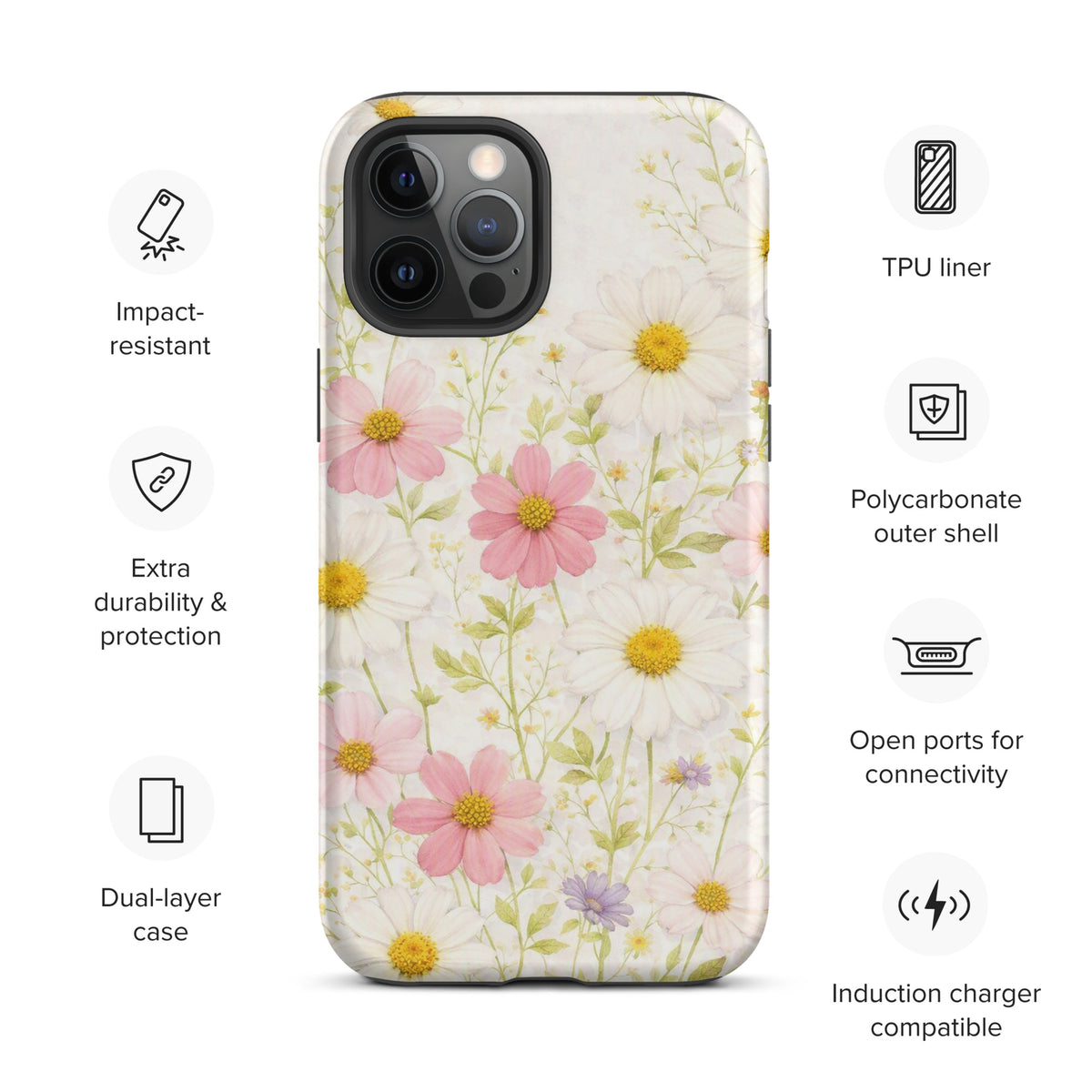 Phone Case for iPhone with Fresh Floral Garden Design