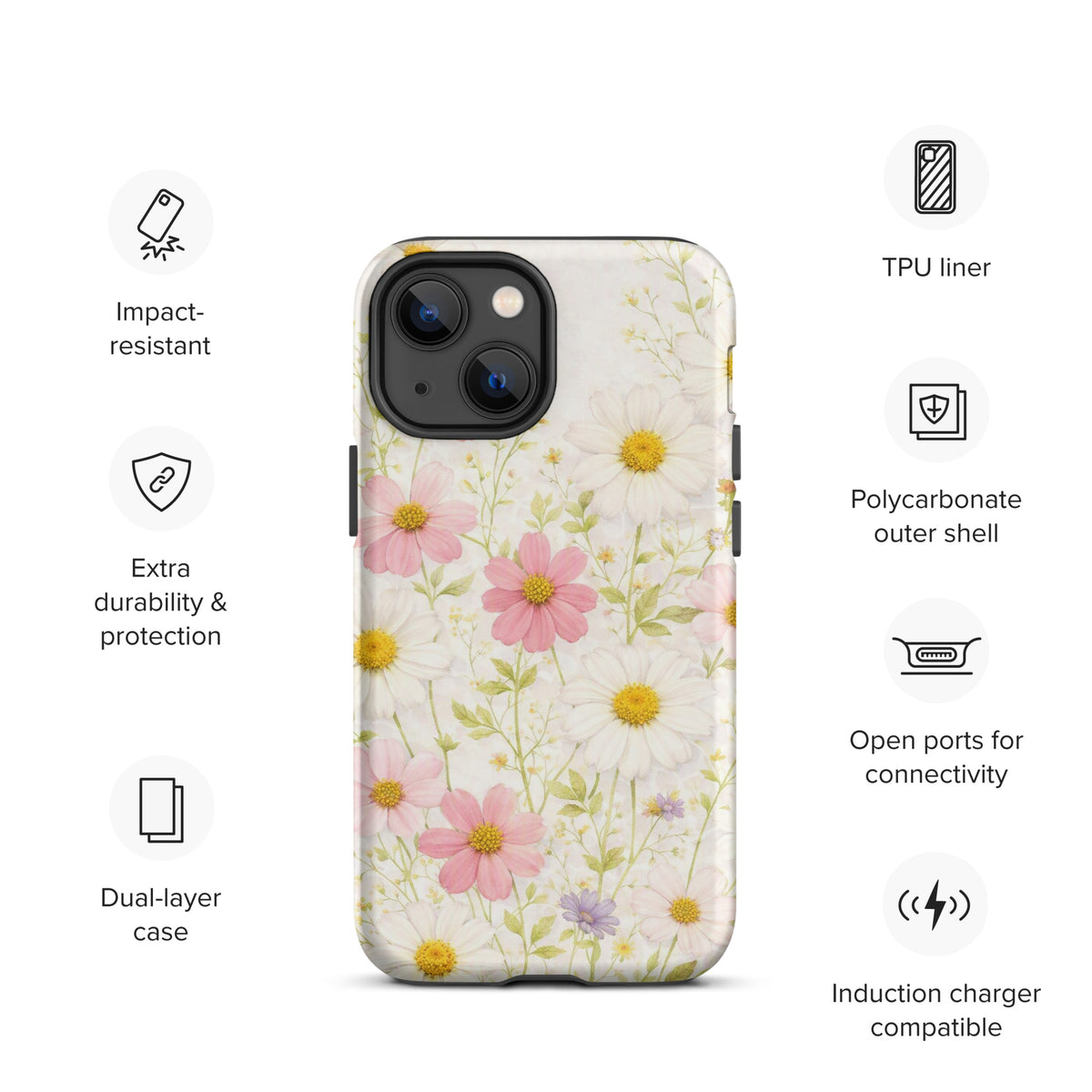 Phone Case for iPhone with Fresh Floral Garden Design