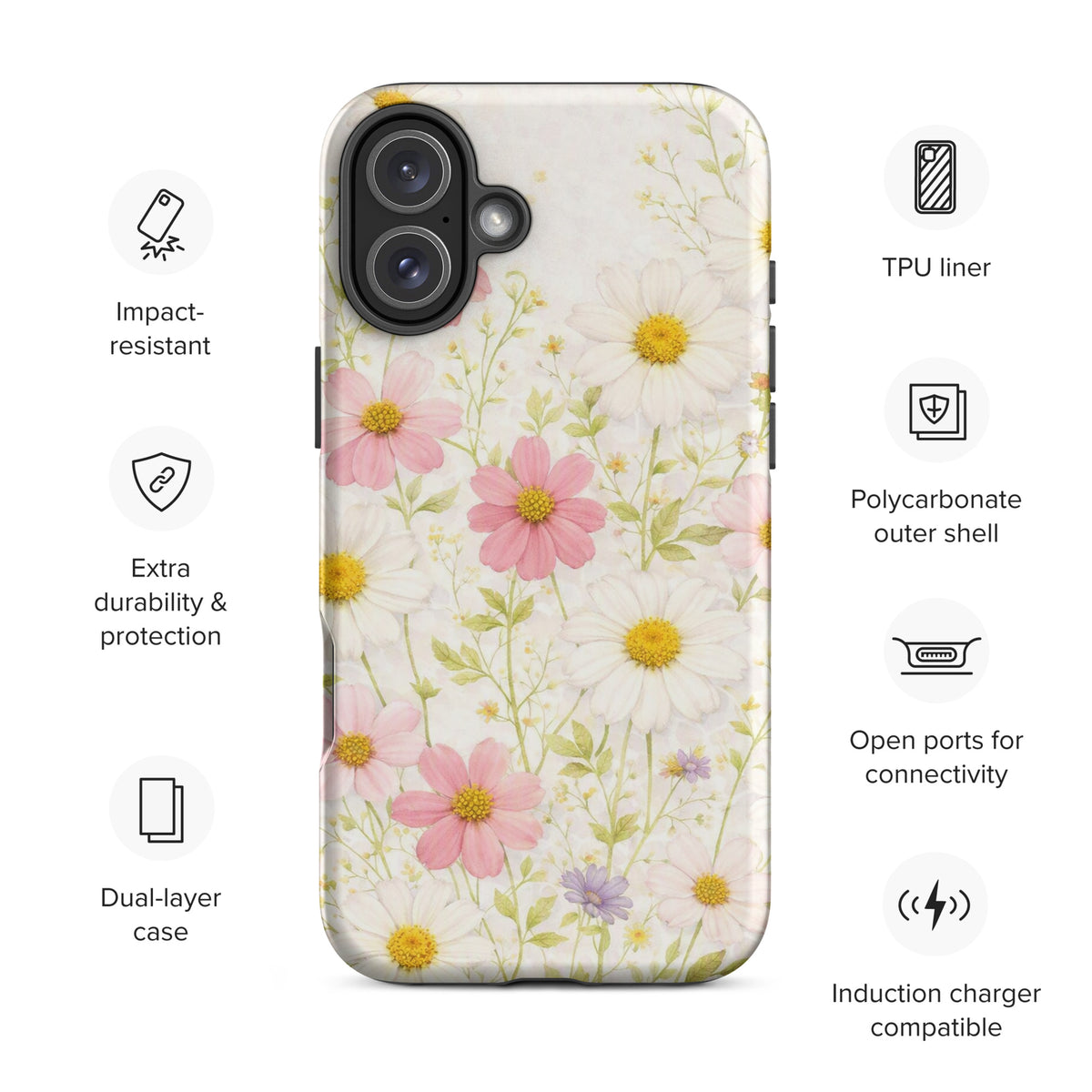 Phone Case for iPhone with Fresh Floral Garden Design