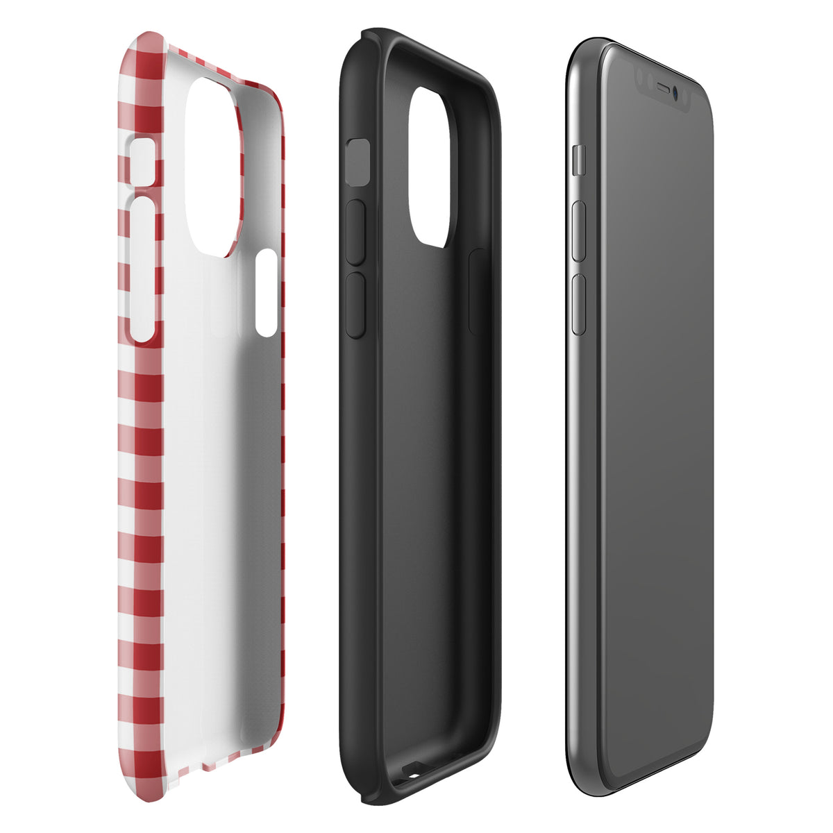 Phone Case with red-and-white gingham pattern for iPhone, offering charming style and durable protection.