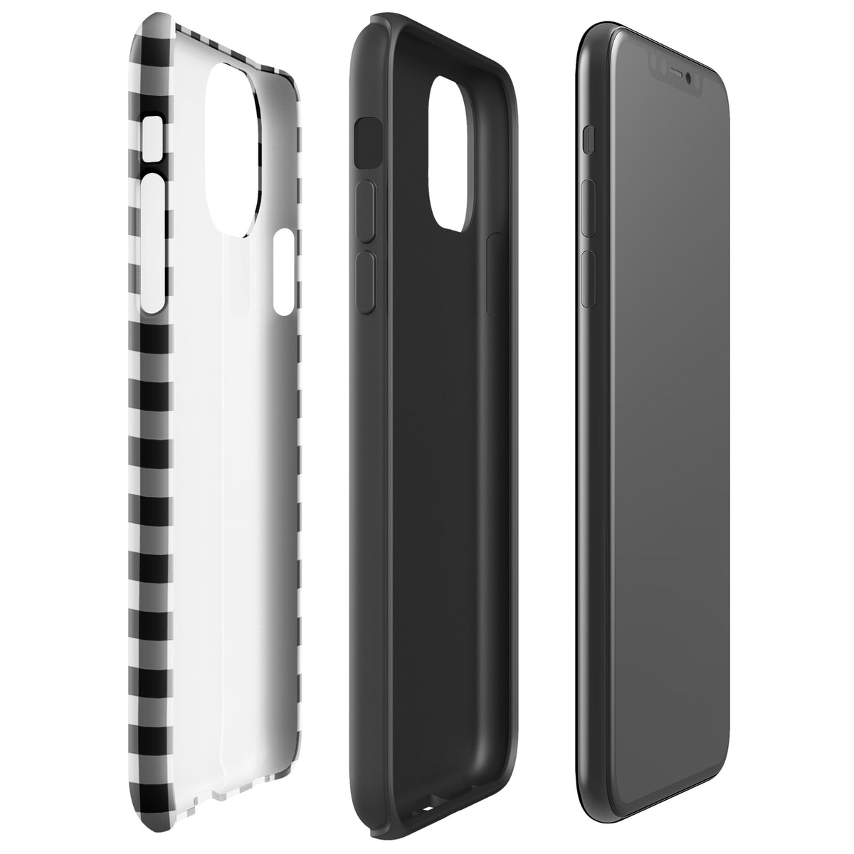 Phone Case for iPhone with black and white gingham pattern, showcasing stylish design and durable protection.