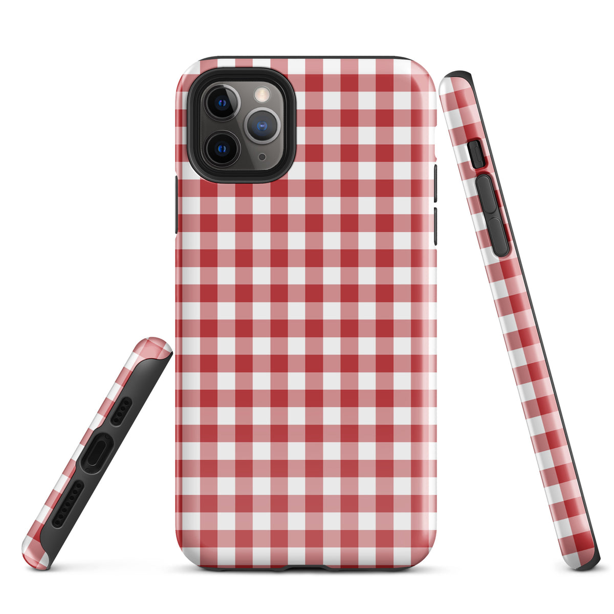 Phone Case with red-and-white gingham pattern for iPhone showcasing style and protection