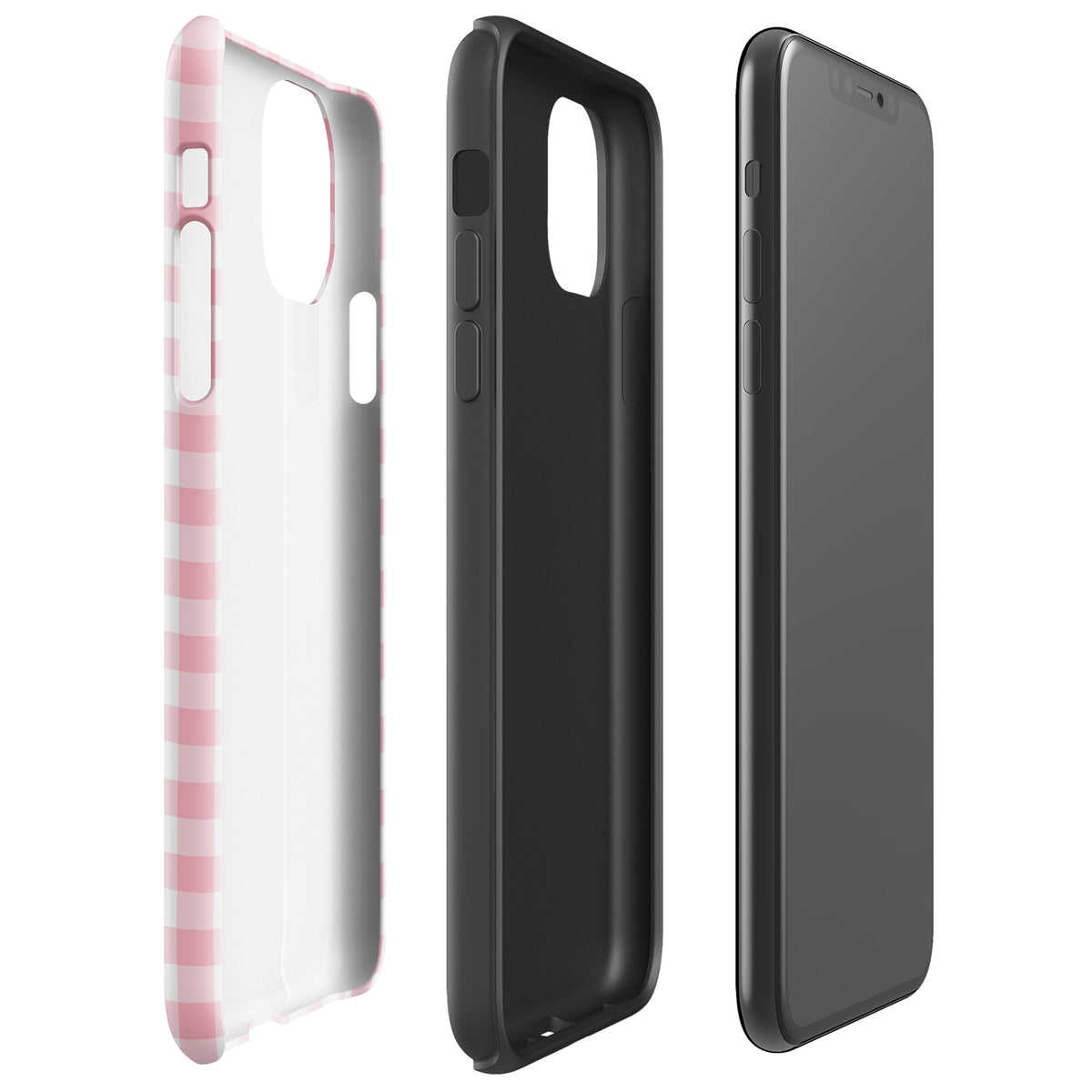 Pink and white gingham Phone Case for iPhone showcasing stylish design and durable protection.