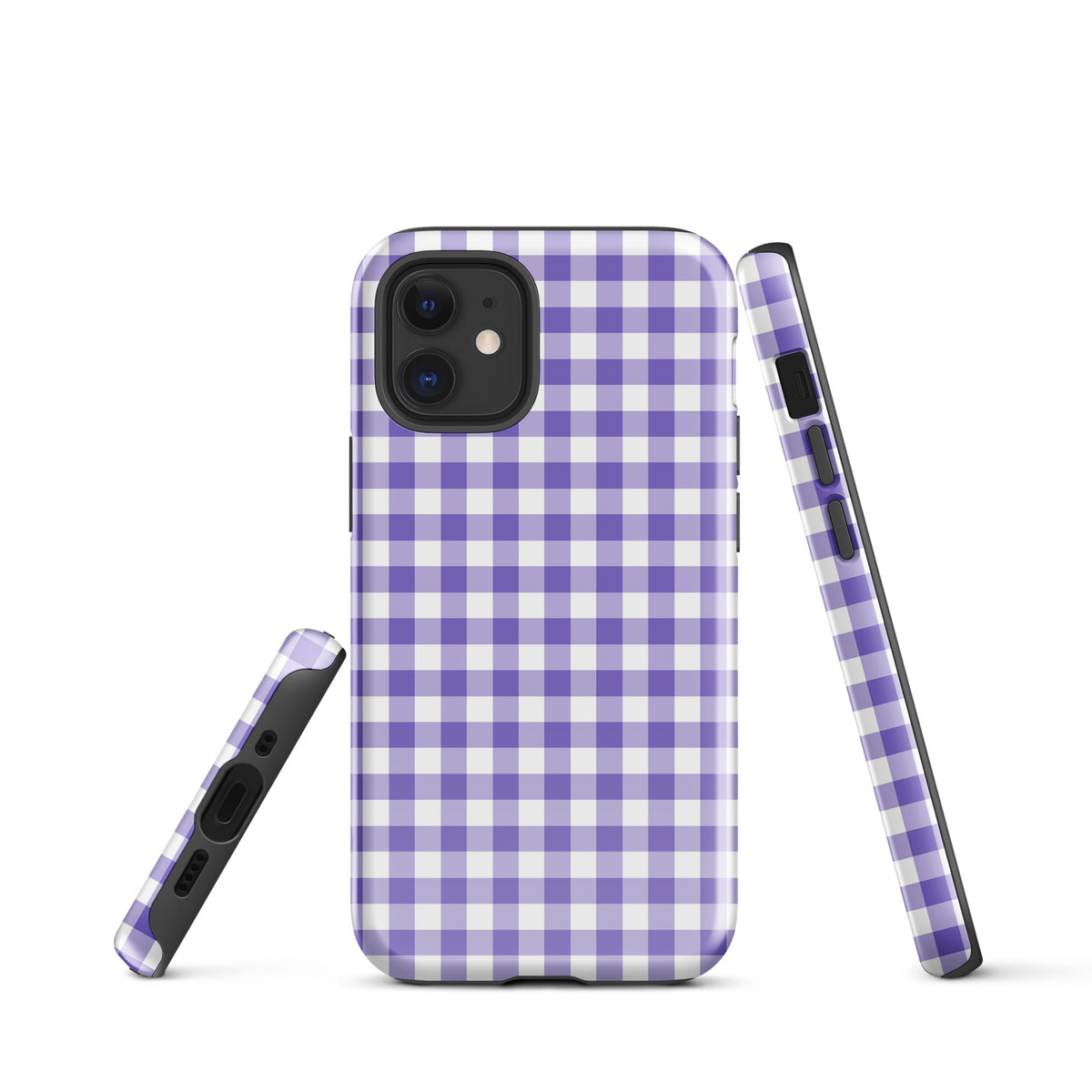 Phone Case with purple and white gingham pattern for iPhone
