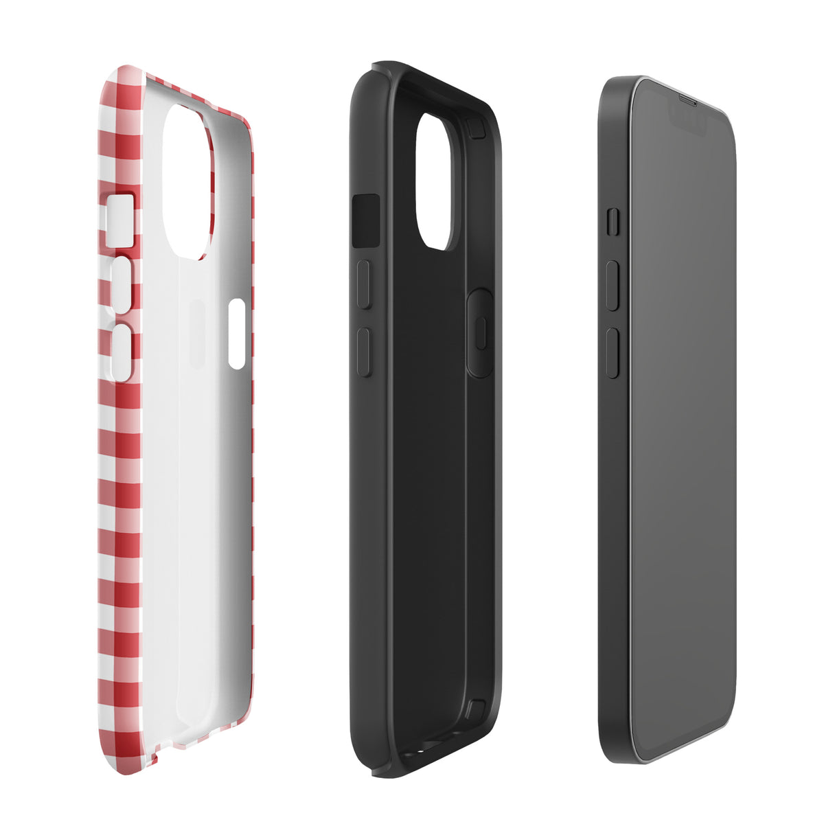 Phone Case with red-and-white gingham pattern for iPhone, offering stylish charm and ultimate protection.