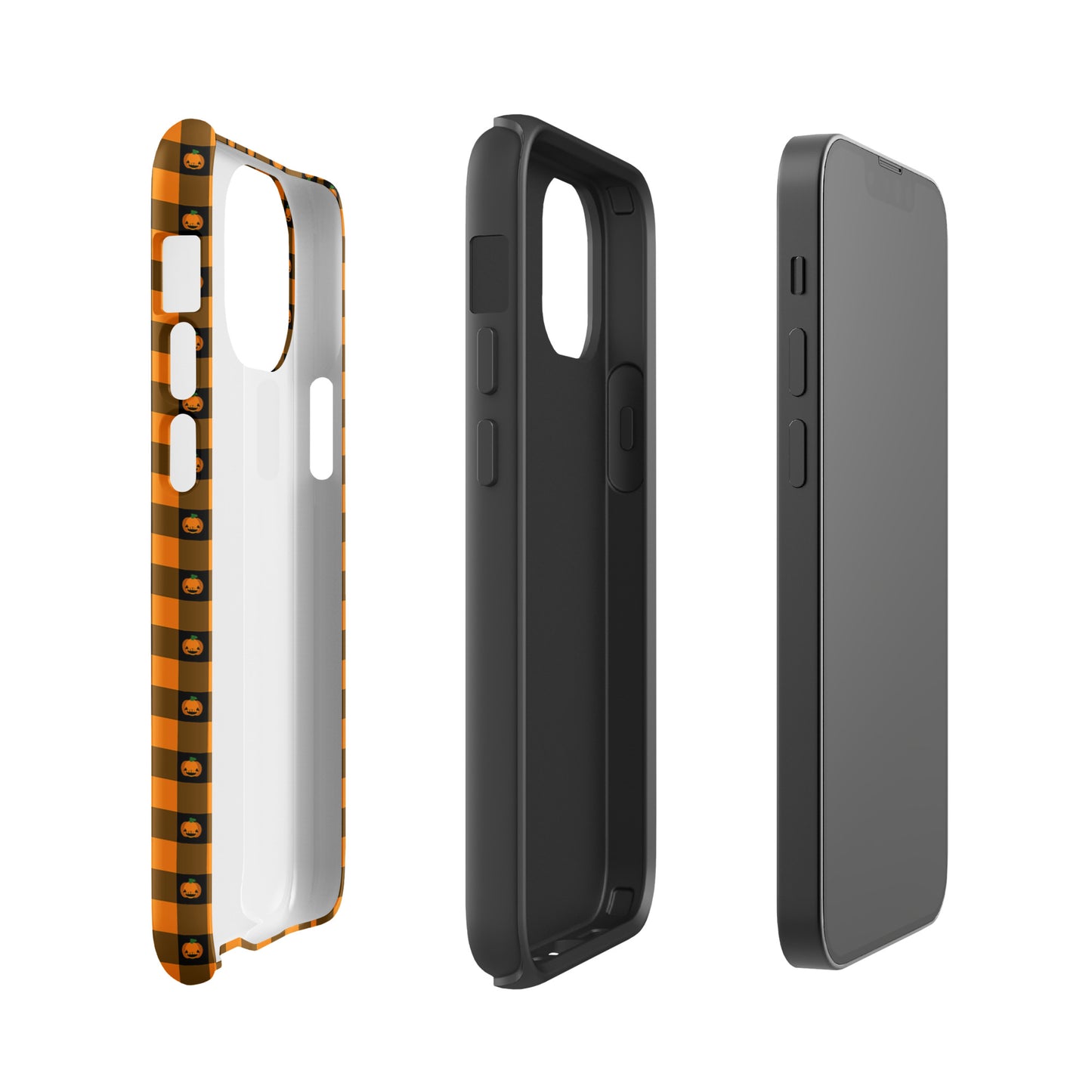 Phone Case for iPhone with playful pumpkin gingham Halloween design in bold autumn colors