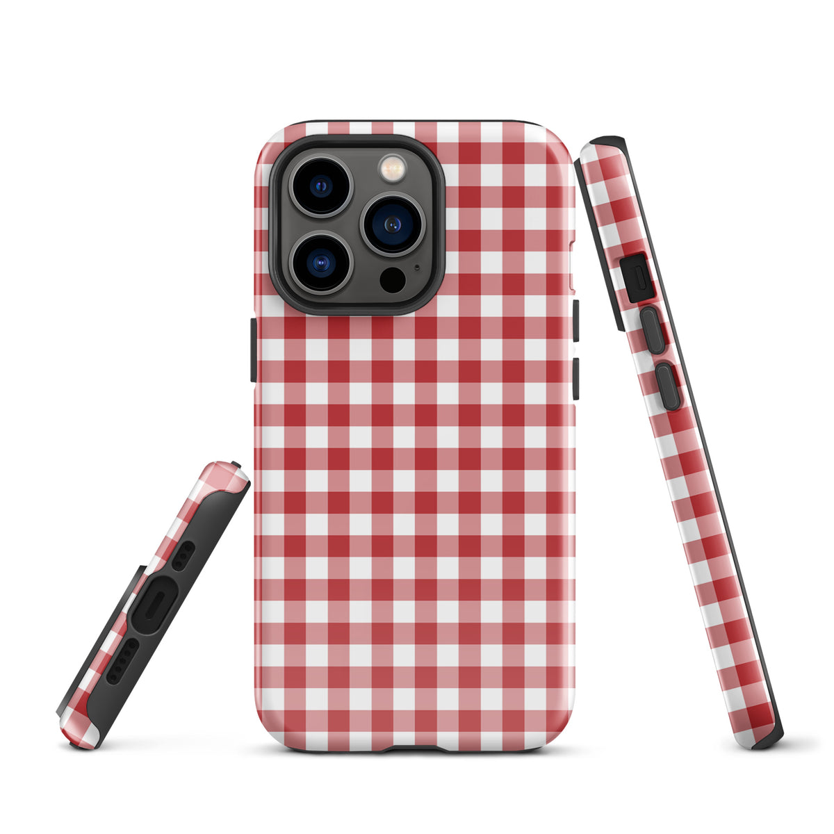 Red and white gingham pattern Phone Case for iPhone showcasing chic style and durable protection.