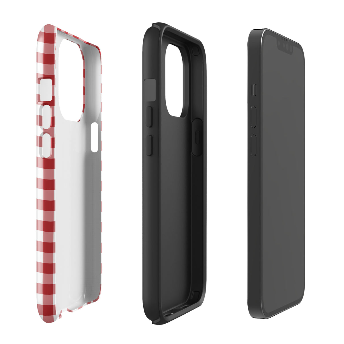Stylish Phone Case with red-and-white gingham pattern for iPhone offering protection and chic design.