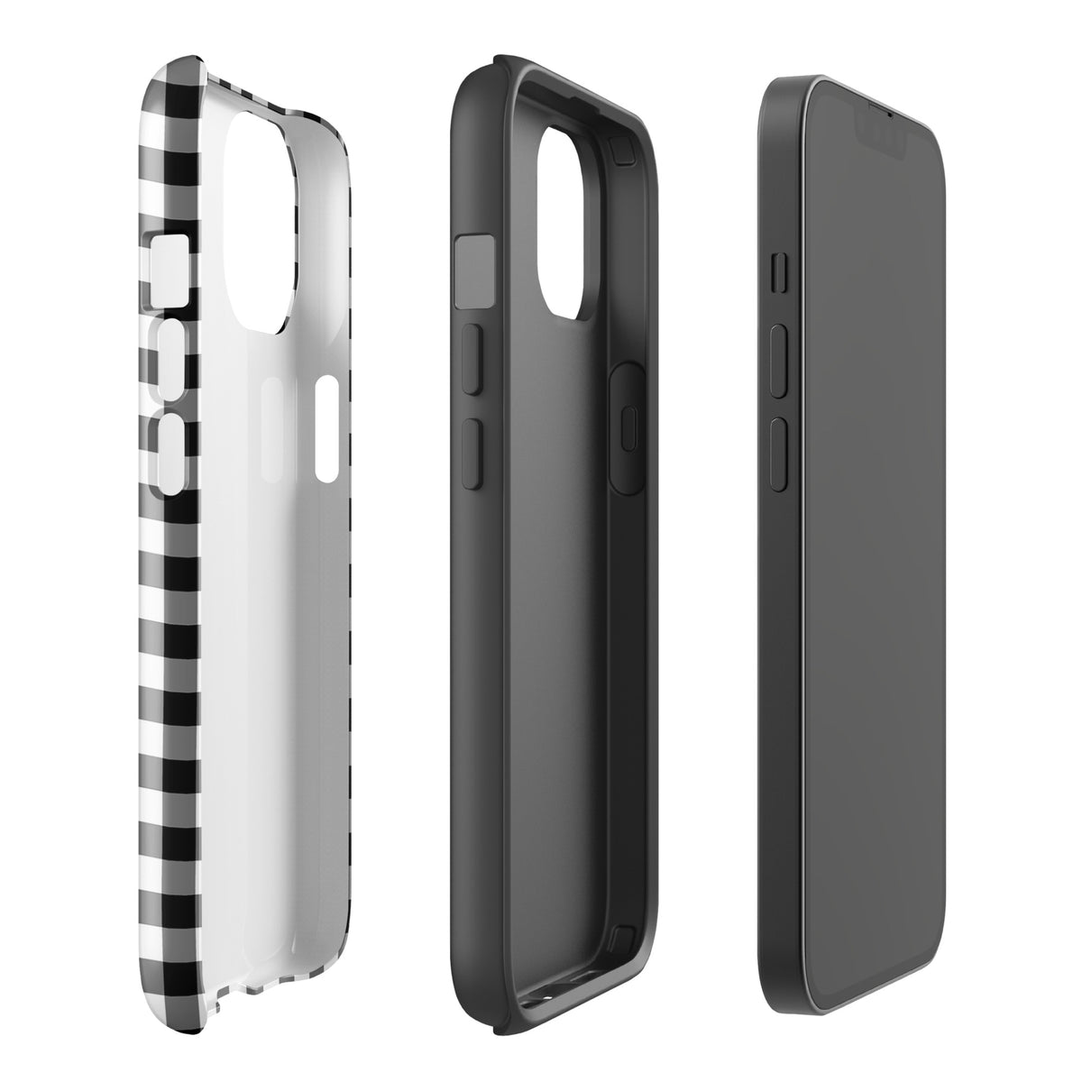 Phone Case for iPhone with black and white gingham pattern showing charming style and protection.