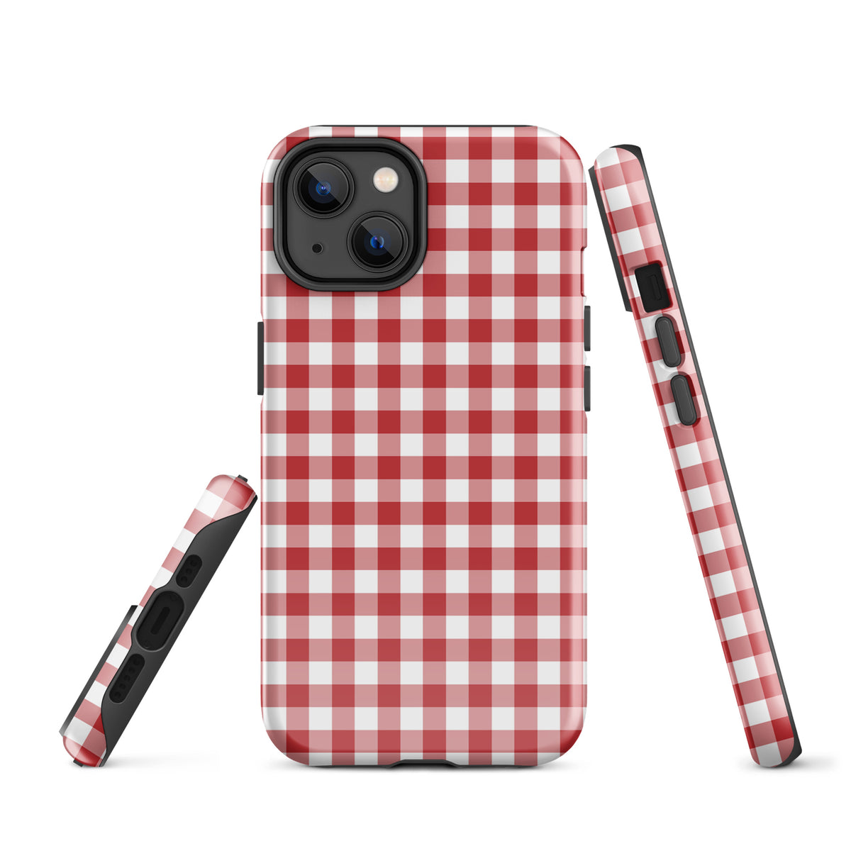 Red-and-white gingham Phone Case for iPhone, stylish and durable design.