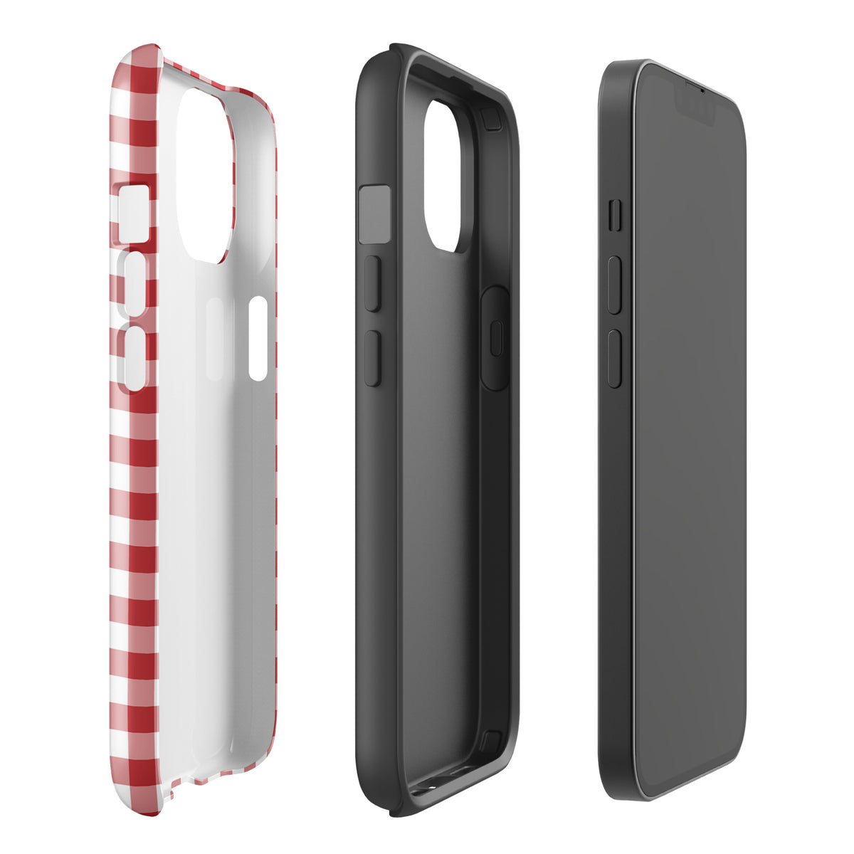 Phone Case with red-and-white gingham pattern for iPhone, offering stylish design and durable protection.