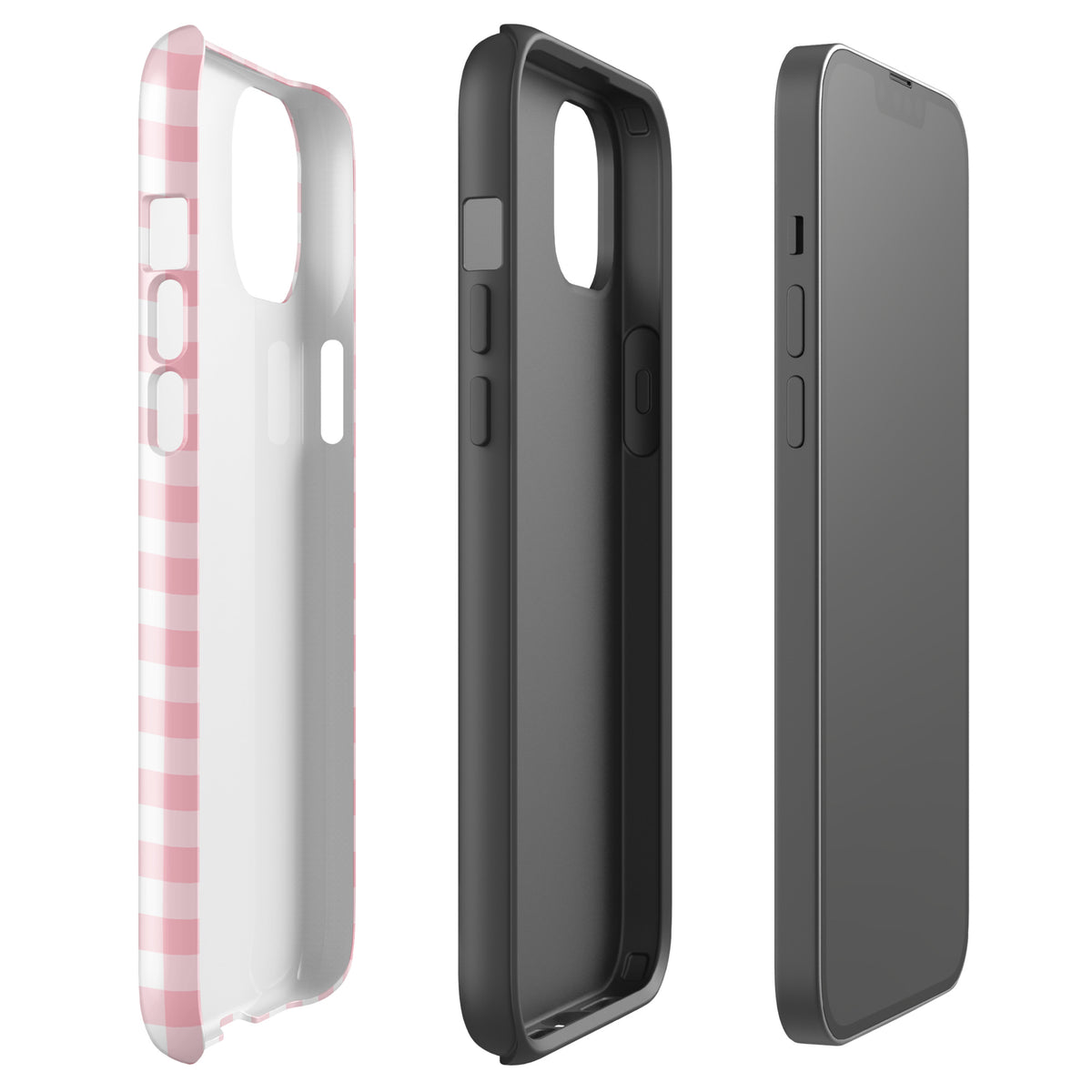 Phone Case for iPhone with pink and white gingham pattern showing stylish design and protection