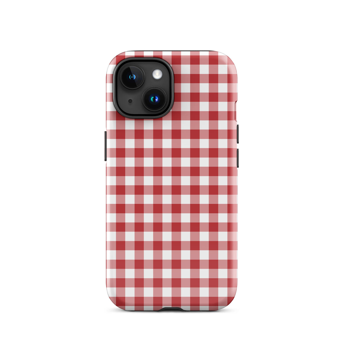 Phone Case with red and white gingham pattern for iPhone, blending style and protection.