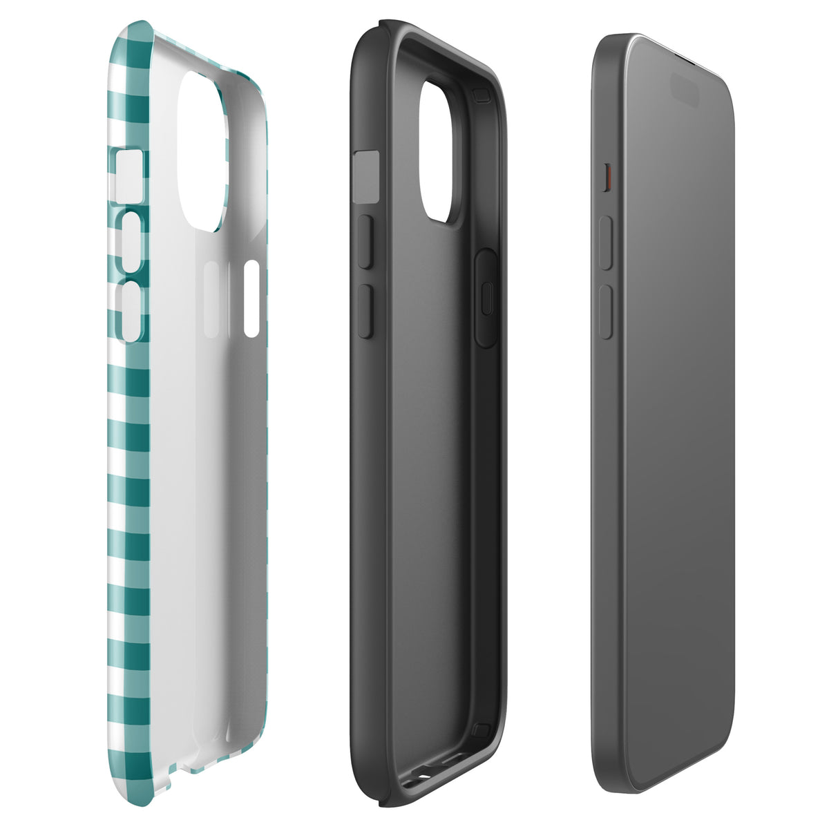 Teal and white gingham Phone Case for iPhone, stylish charm with durable protection.