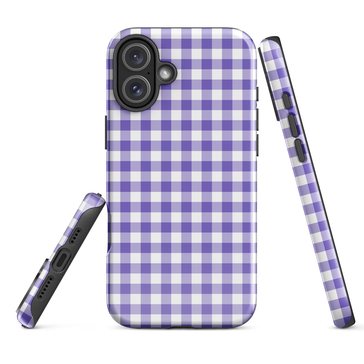 Purple and white gingham Phone Case for iPhone offering stylish protection and modern design.