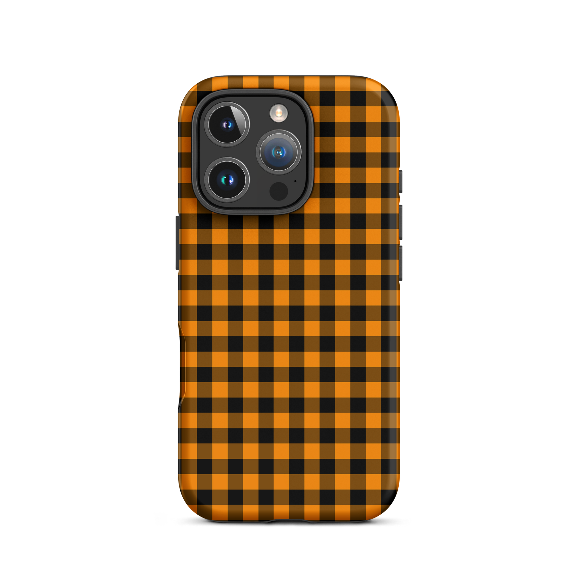 phone case with black-and-orange gingham pattern for iPhone, Autumn theme