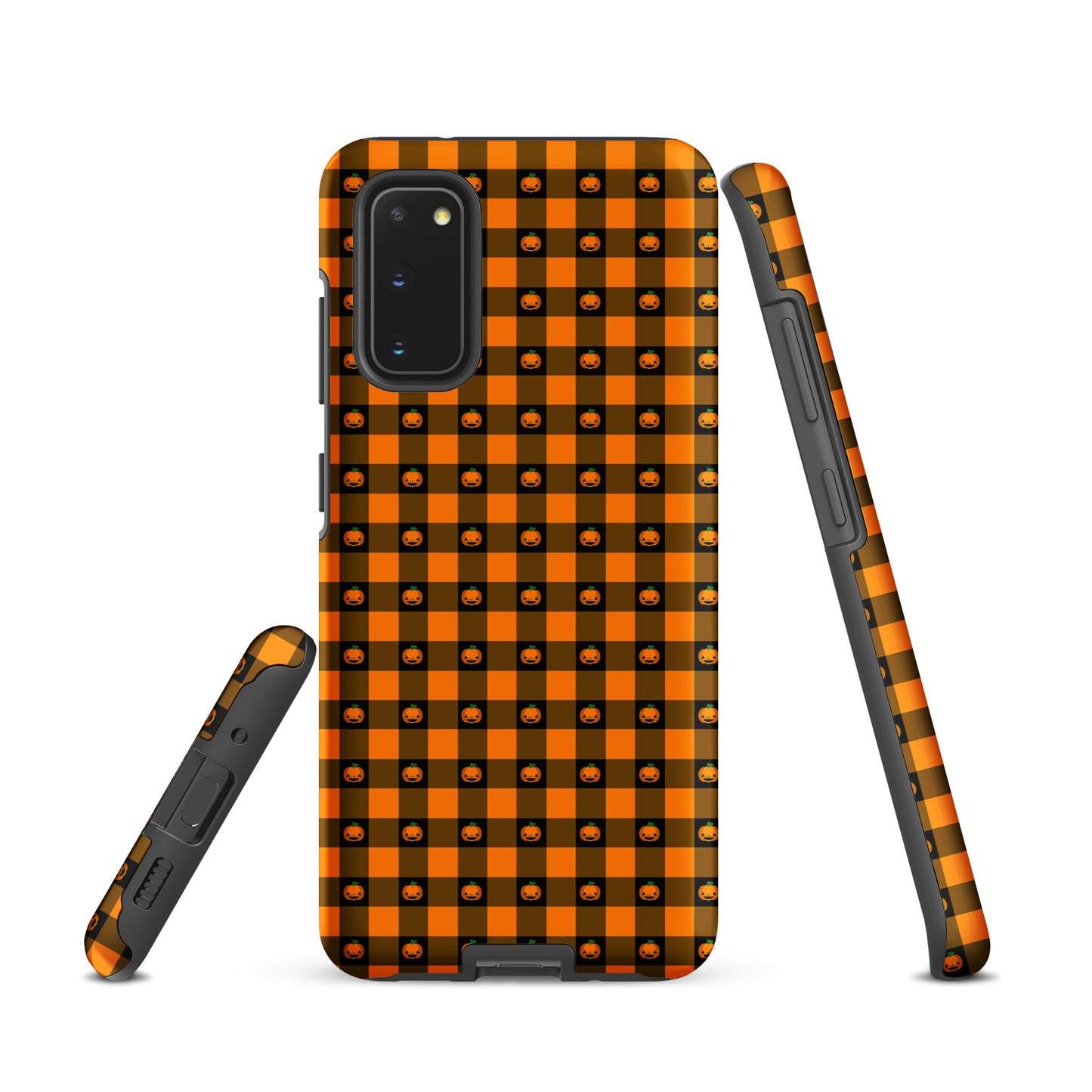 Phone Case for Samsung Galaxy with playful pumpkin gingham Halloween design