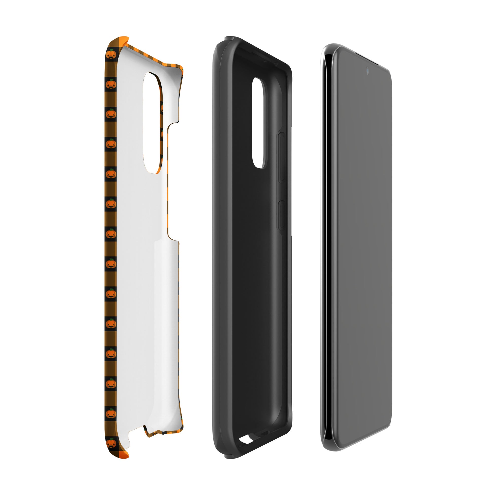 Phone Case for Samsung Galaxy with playful pumpkin gingham Halloween design