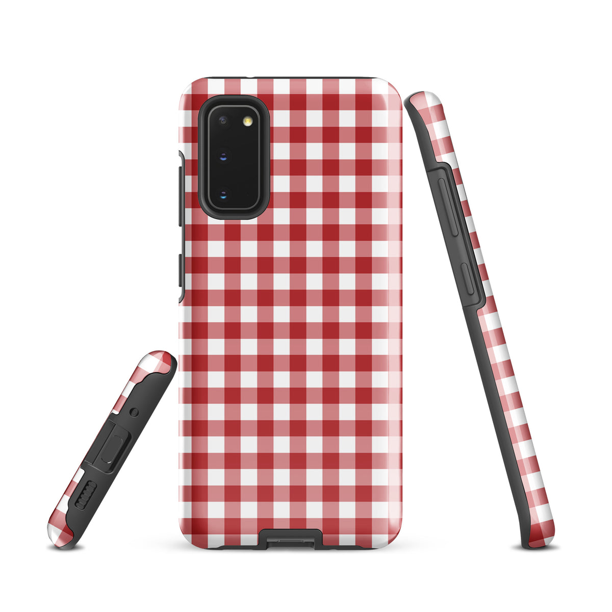 Phone Case for Samsung Galaxy with red-and-white gingham pattern, offering style and protection with upscale craftsmanship.